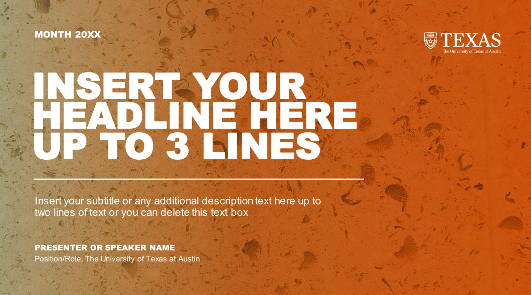 A sample slide from a UT-branded PowerPoint presentation template